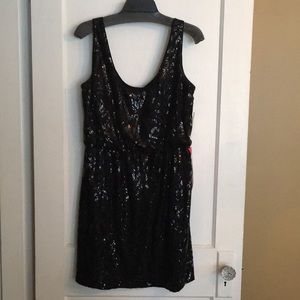 Black sequin scoop neck mini NWT
